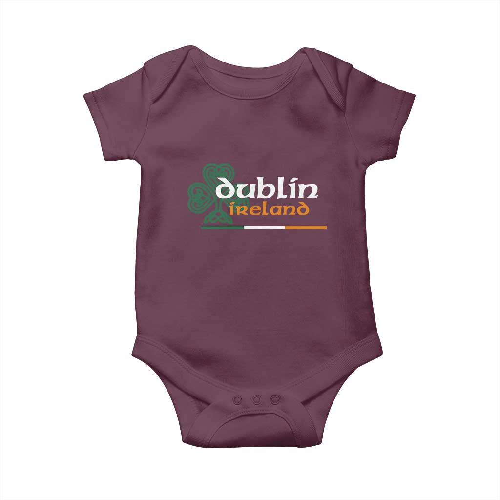 Dublin Ireland Baby Onesie Irish City Souvenir St Patricks Day Celtic Shamrock TS11 Maroon Print Your Wear