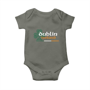 Dublin Ireland Baby Onesie Irish City Souvenir St Patricks Day Celtic Shamrock TS11 Military Green Print Your Wear