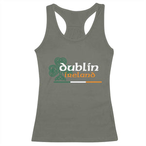 Dublin Ireland Racerback Tank Top Irish City Souvenir St Patricks Day Celtic Shamrock TS11 Military Green Print Your Wear