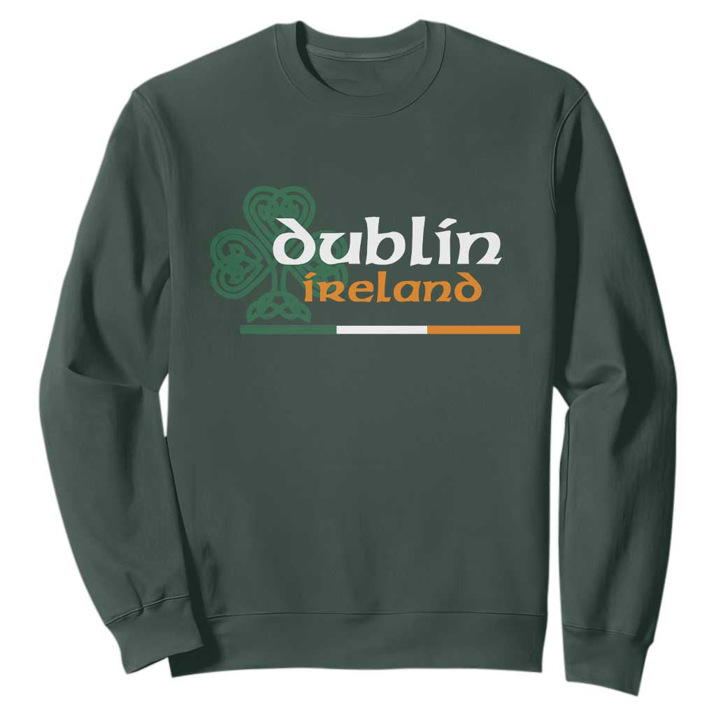 Dublin Ireland Sweatshirt Irish City Souvenir St Patricks Day Celtic Shamrock TS11 Dark Forest Green Print Your Wear