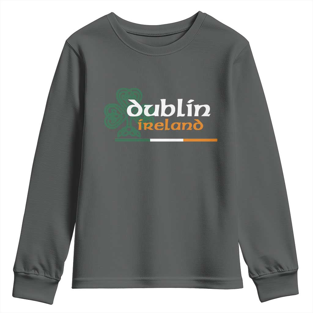 Dublin Ireland Youth Sweatshirt Irish City Souvenir St Patricks Day Celtic Shamrock TS11 Dark Heather Print Your Wear