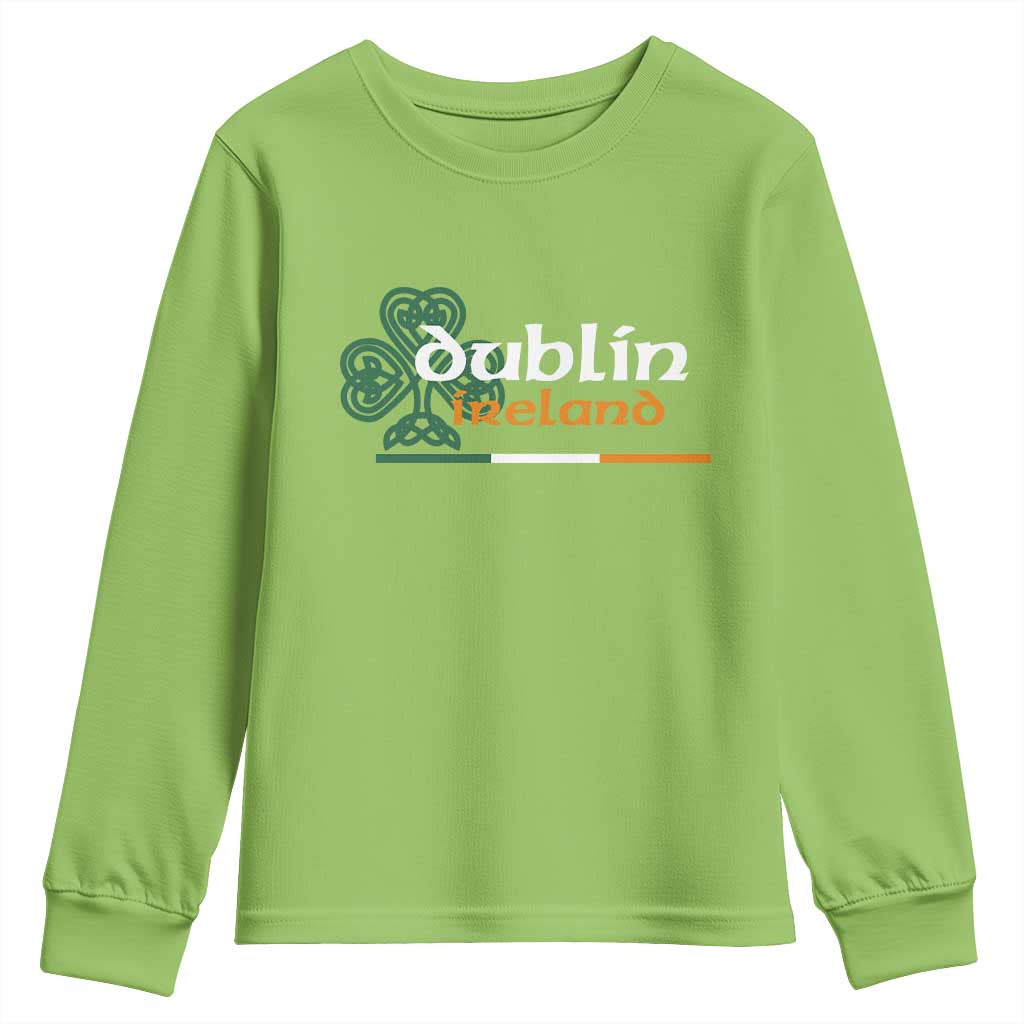 Dublin Ireland Youth Sweatshirt Irish City Souvenir St Patricks Day Celtic Shamrock TS11 Lime Print Your Wear