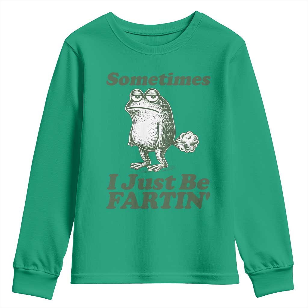 Sometimes I Just Be Fartin Funny Frog Youth Sweatshirt TS11 Irish Green Print Your Wear