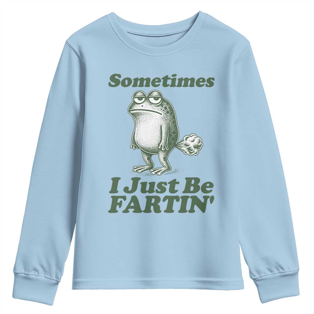 Sometimes I Just Be Fartin Funny Frog Youth Sweatshirt TS11 Light Blue Print Your Wear