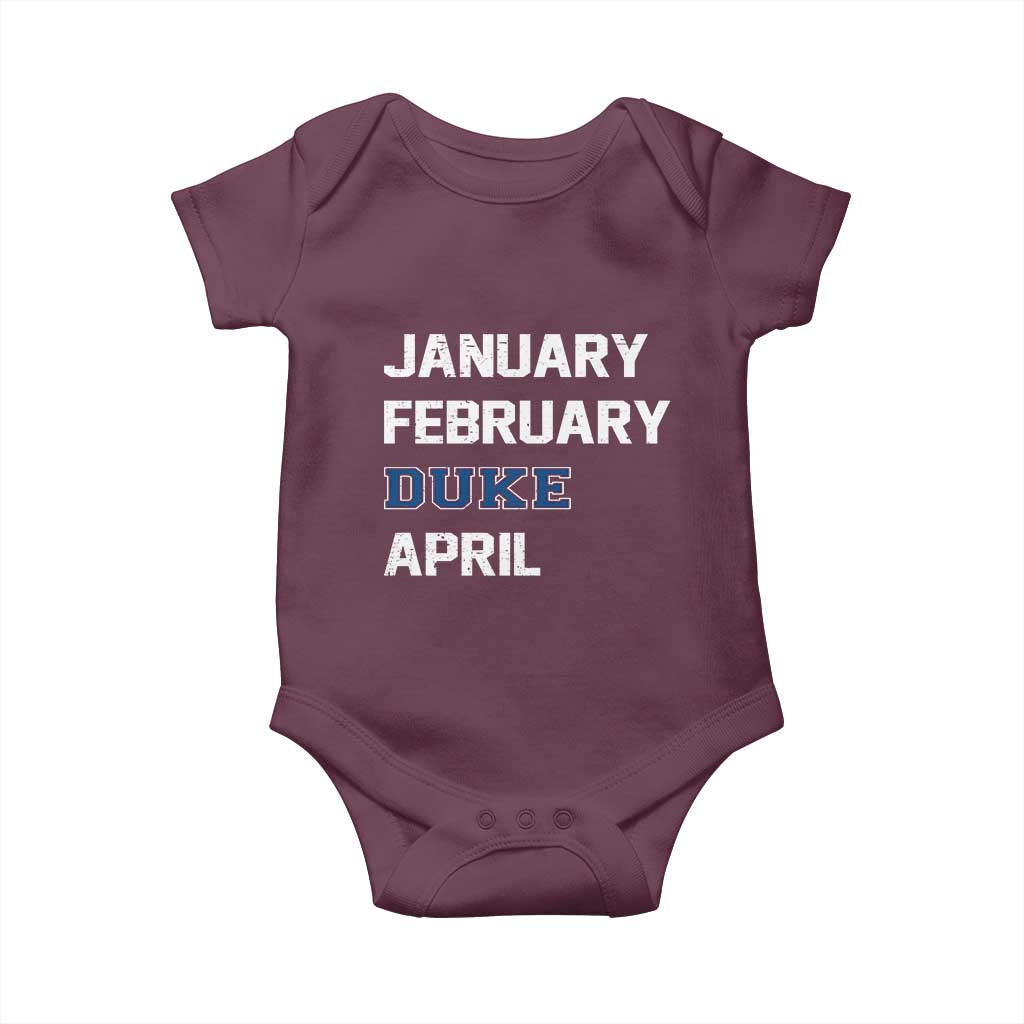 January February Duke April Baby Onesie Basketball Game Day TS11 Maroon Print Your Wear