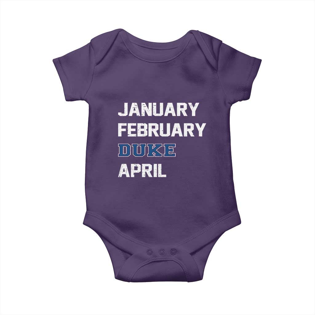 January February Duke April Baby Onesie Basketball Game Day TS11 Purple Print Your Wear