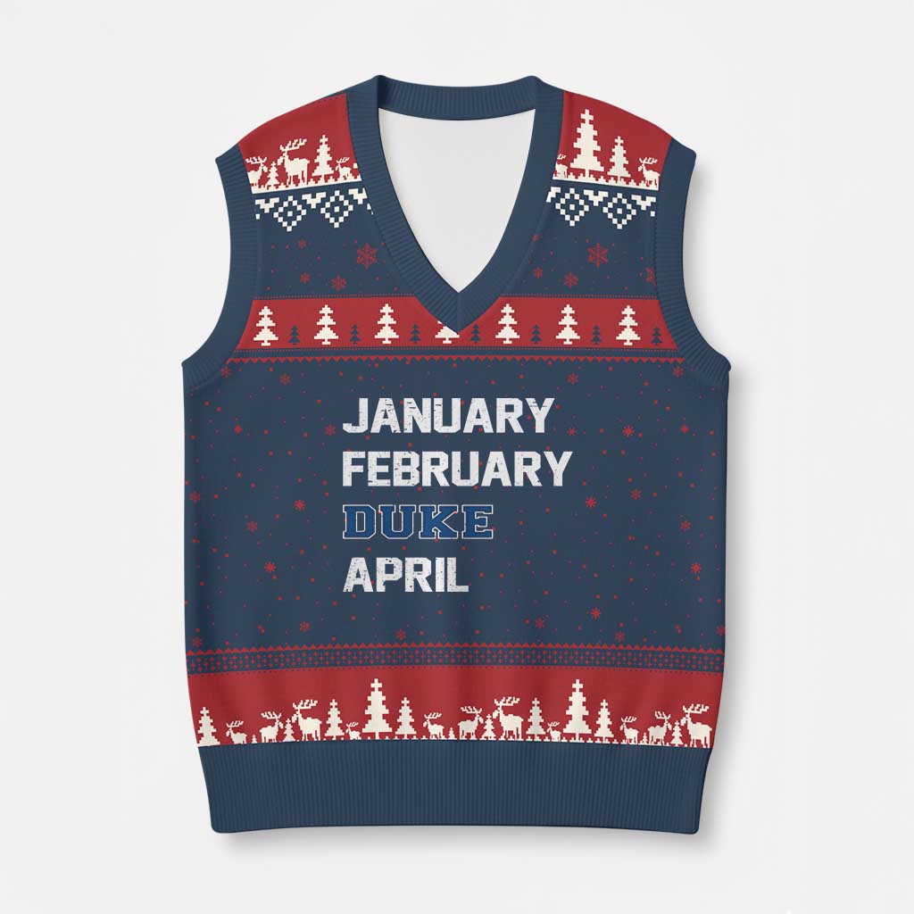 January February Duke April V-Neck Knit Sweater Vest Basketball Game Day TS11 Navy Red Print Your Wear