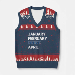 January February Duke April V-Neck Knit Sweater Vest Basketball Game Day TS11 Navy Red Print Your Wear