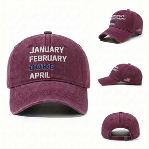 January February Duke April Washed Cotton Baseball Cap Basketball Game Day TS11 Washed Cap Universal Fit Burgundy Print Your Wear