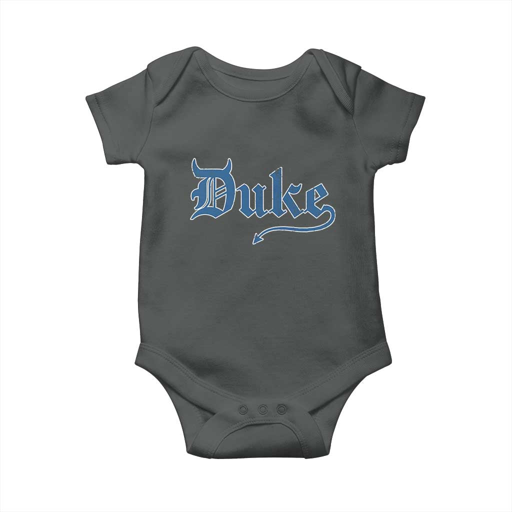 Duke Gothic Throwback Baby Onesie Game Day for Sports Fan TS11 Dark Heather Print Your Wear