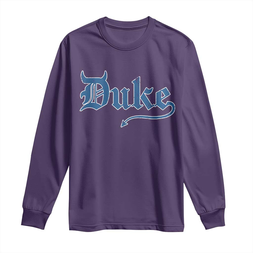 Duke Gothic Throwback Long Sleeve Shirt Game Day for Sports Fan TS11 Purple Print Your Wear
