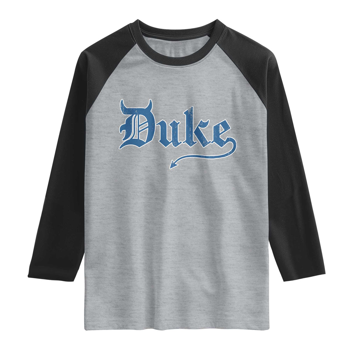 Duke Gothic Throwback Raglan Shirt Game Day for Sports Fan TS11 Heather Gray Black Print Your Wear