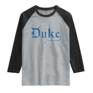 Duke Gothic Throwback Raglan Shirt Game Day for Sports Fan TS11 Heather Gray Black Print Your Wear