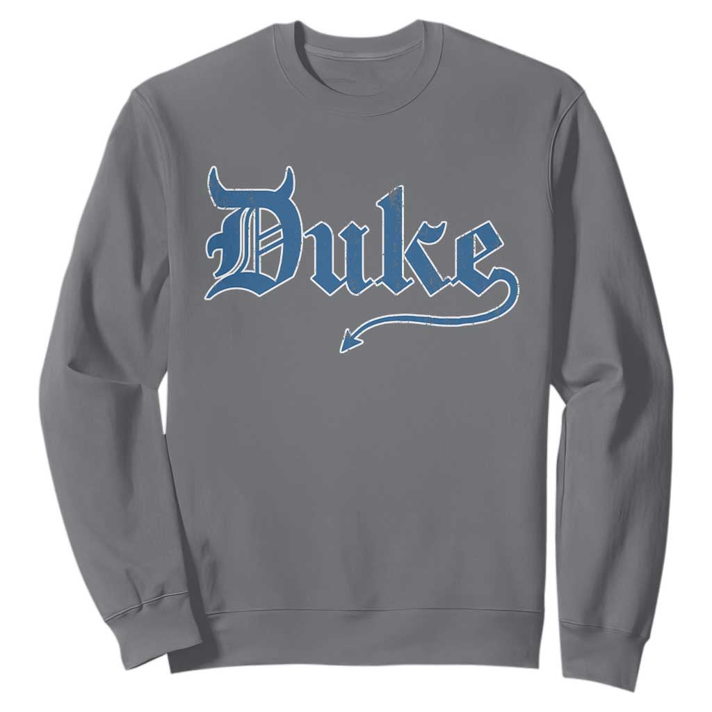 Duke Gothic Throwback Sweatshirt Game Day for Sports Fan TS11 Charcoal Print Your Wear