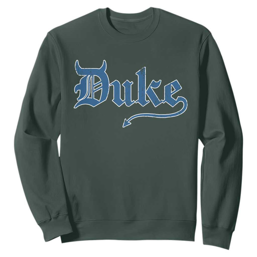 Duke Gothic Throwback Sweatshirt Game Day for Sports Fan TS11 Dark Forest Green Print Your Wear