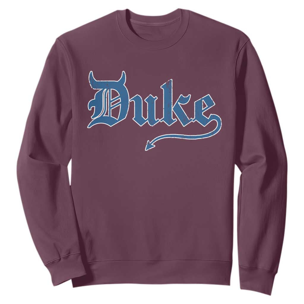Duke Gothic Throwback Sweatshirt Game Day for Sports Fan TS11 Maroon Print Your Wear