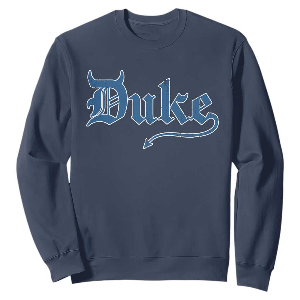 Duke Gothic Throwback Sweatshirt Game Day for Sports Fan TS11 Navy Print Your Wear