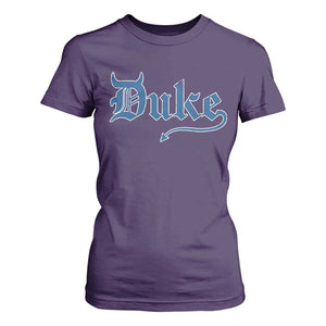 Duke Gothic Throwback T Shirt For Women - Game Day Sports Fan Womens Tee TS11 Purple Print Your Wear