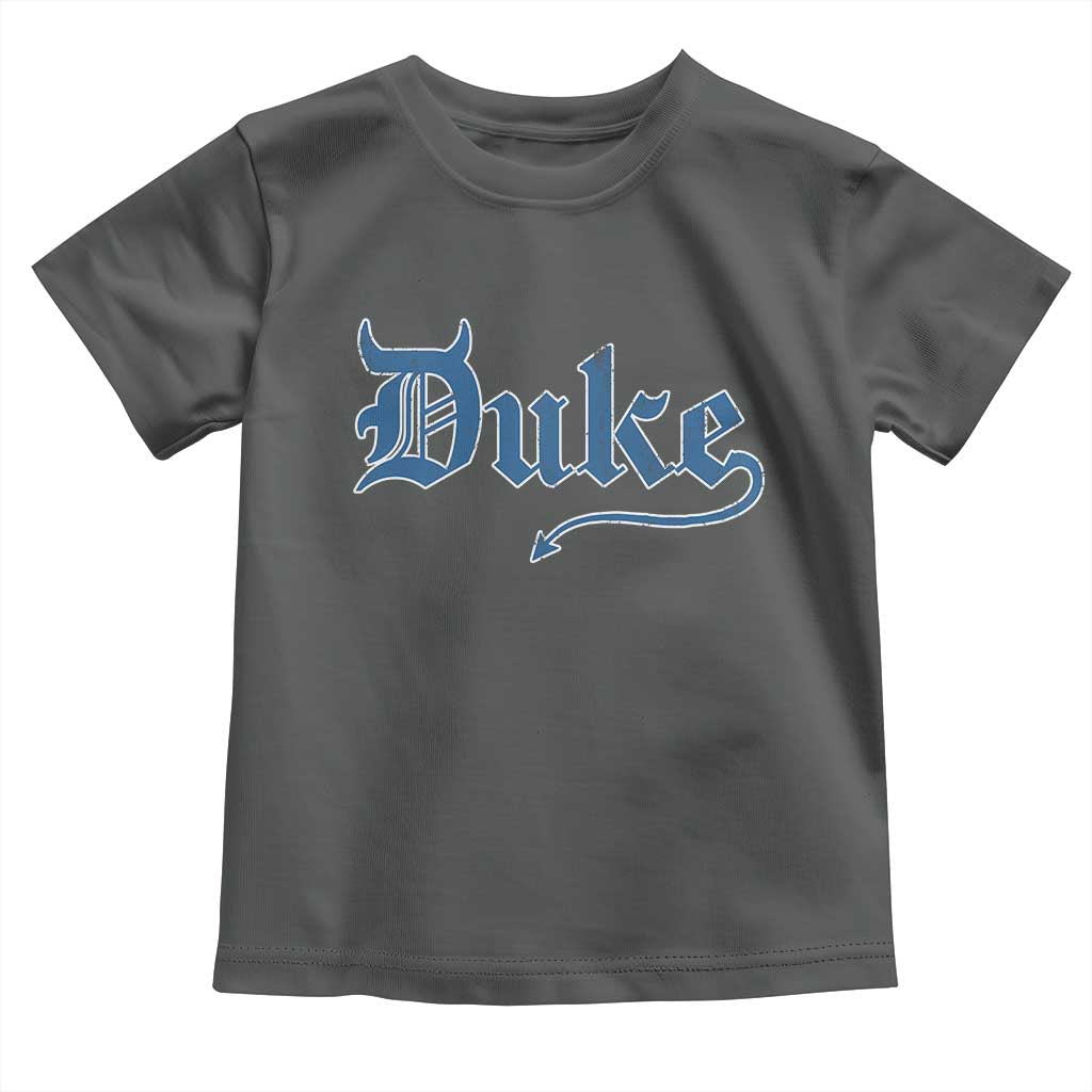 Duke Gothic Throwback Toddler T Shirt - Game Day Sports Fan Kids Tee TS11 Dark Heather Print Your Wear