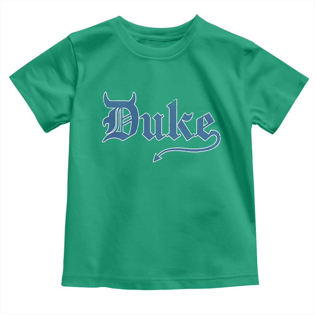 Duke Gothic Throwback Toddler T Shirt - Game Day Sports Fan Kids Tee TS11 Irish Green Print Your Wear