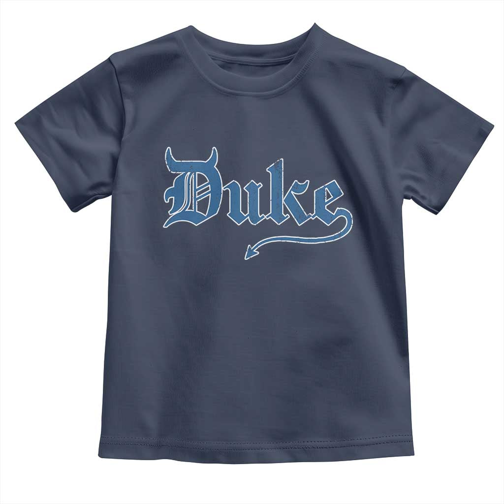 Duke Gothic Throwback Toddler T Shirt - Game Day Sports Fan Kids Tee TS11 Navy Print Your Wear
