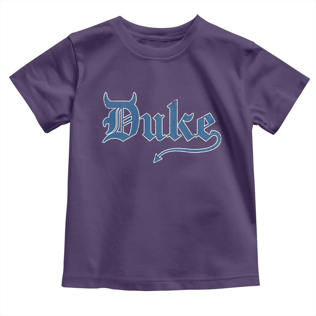 Duke Gothic Throwback Toddler T Shirt - Game Day Sports Fan Kids Tee TS11 Purple Print Your Wear