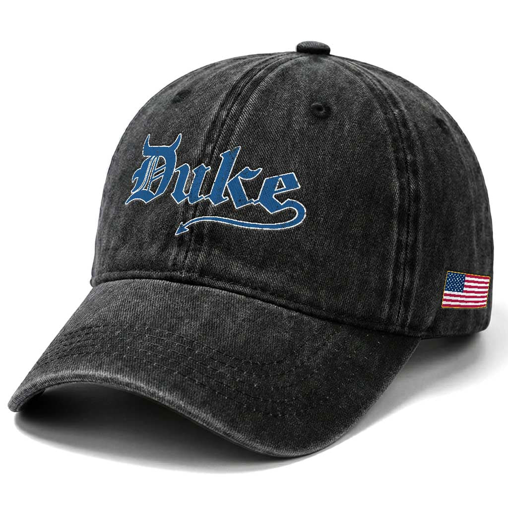 Duke Gothic Throwback Washed Cotton Baseball Cap - Game Day Sports Fan Dad Hat TS11 Print Your Wear