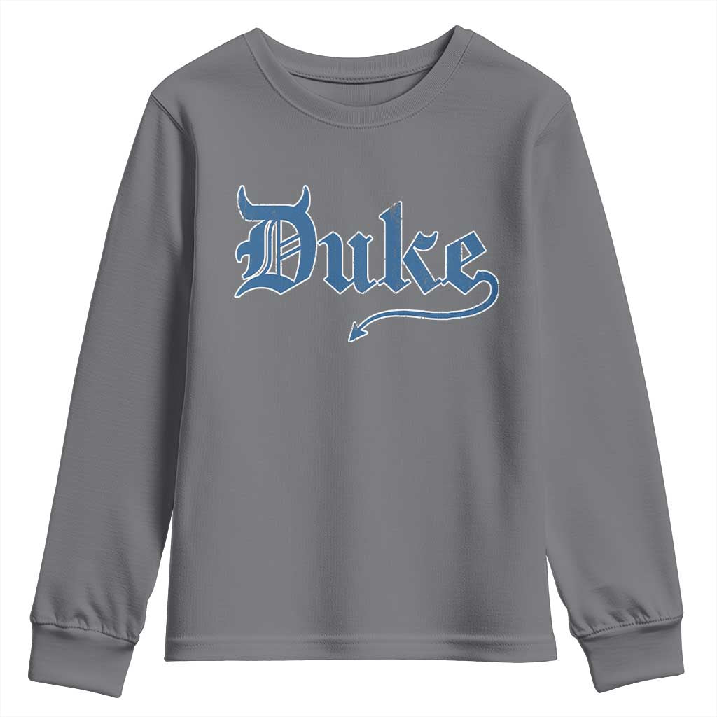 Duke Gothic Throwback Youth Sweatshirt Game Day for Sports Fan TS11 Charcoal Print Your Wear