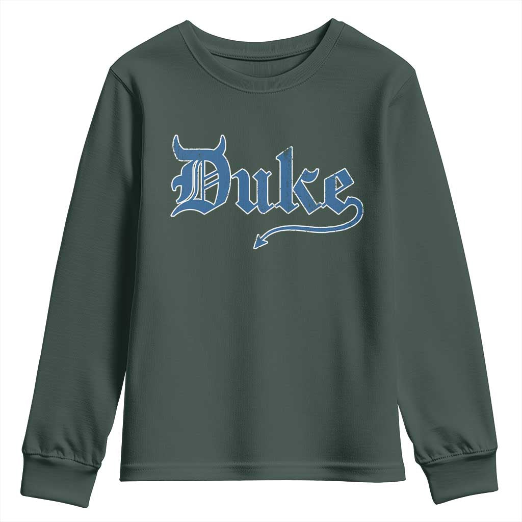 Duke Gothic Throwback Youth Sweatshirt Game Day for Sports Fan TS11 Dark Forest Green Print Your Wear