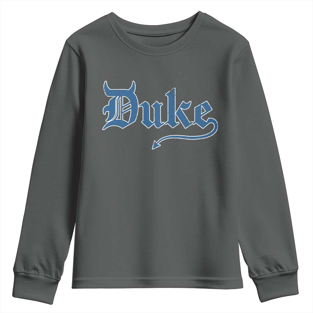 Duke Gothic Throwback Youth Sweatshirt Game Day for Sports Fan TS11 Dark Heather Print Your Wear