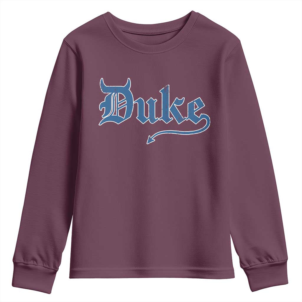 Duke Gothic Throwback Youth Sweatshirt Game Day for Sports Fan TS11 Maroon Print Your Wear