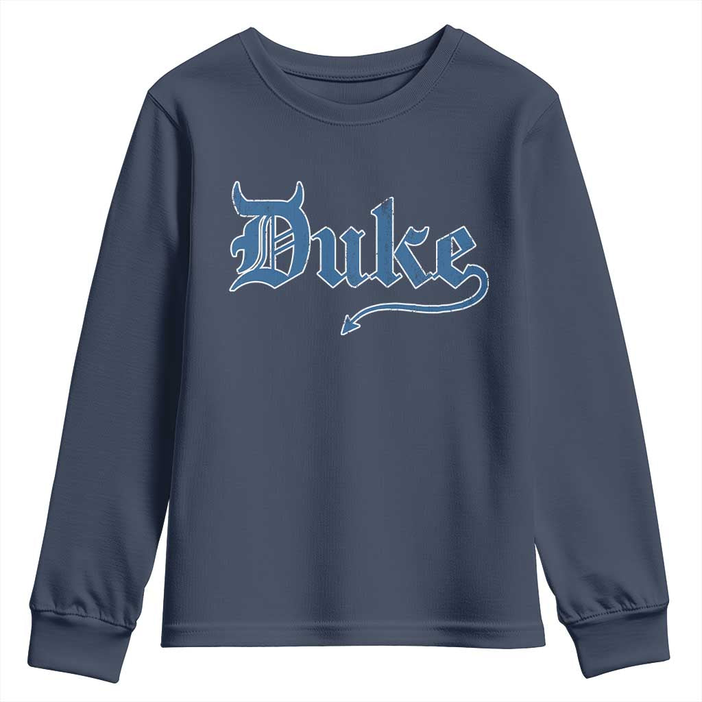 Duke Gothic Throwback Youth Sweatshirt Game Day for Sports Fan TS11 Navy Print Your Wear