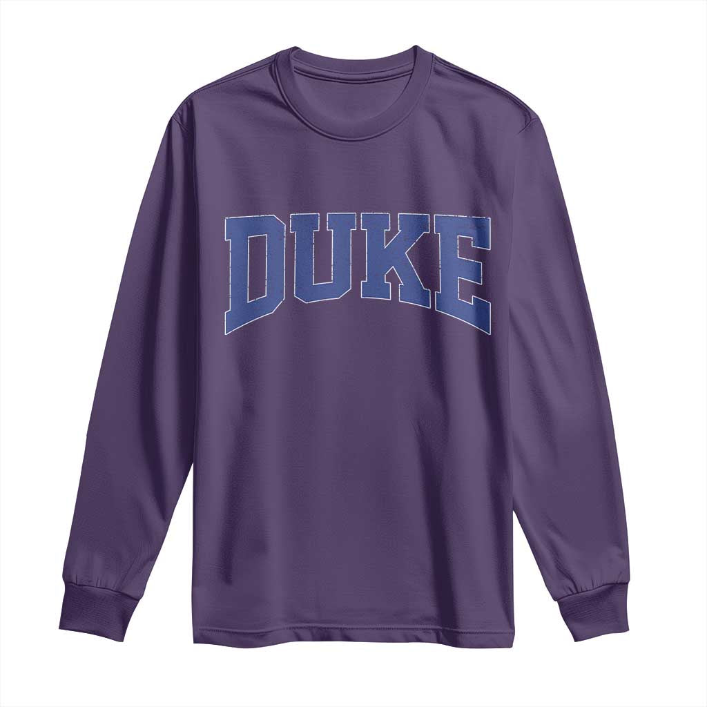 Duke Bold Script Name Sports Fans Long Sleeve Shirt TS11 Purple Print Your Wear