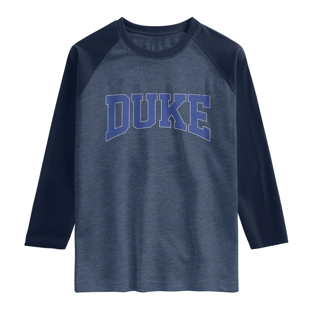 Duke Bold Script Name Sports Fans Raglan Shirt TS11 Heather Denim Navy Print Your Wear
