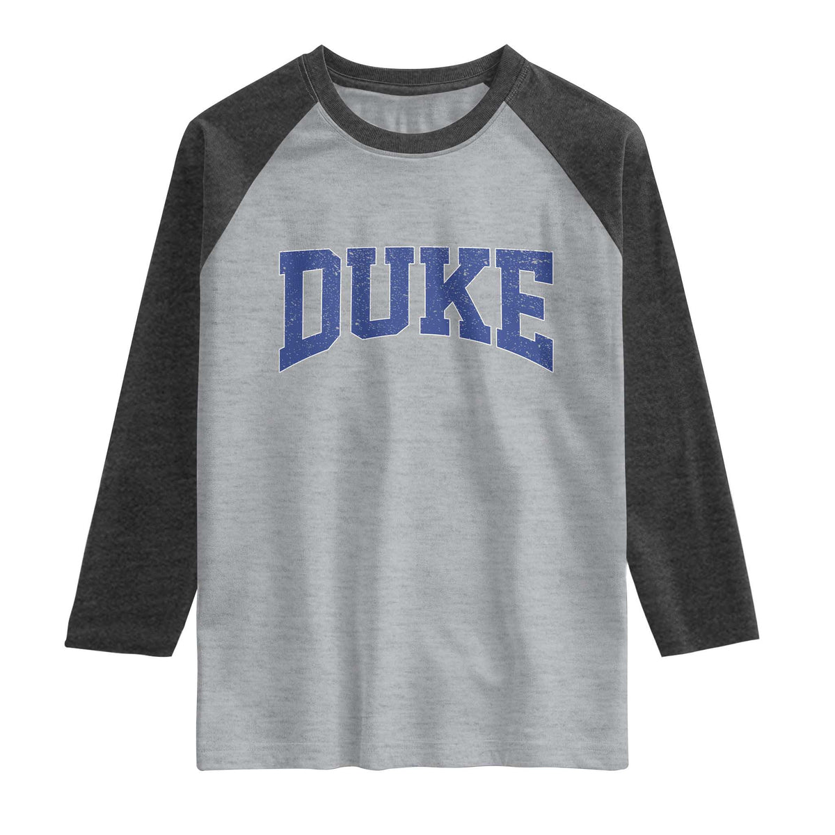 Duke Bold Script Name Sports Fans Raglan Shirt TS11 Heather Gray Heather Charcoal Print Your Wear