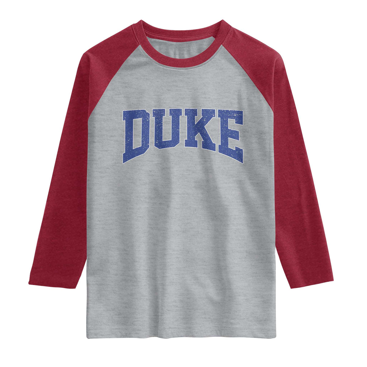 Duke Bold Script Name Sports Fans Raglan Shirt TS11 Heather Gray Heather Red Print Your Wear