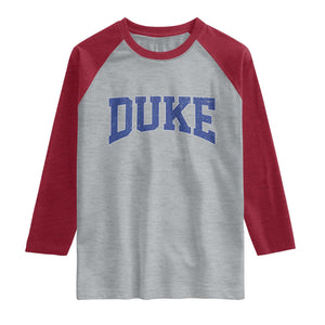 Duke Bold Script Name Sports Fans Raglan Shirt TS11 Heather Gray Heather Red Print Your Wear