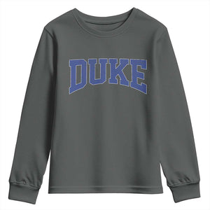 Duke Bold Script Name Sports Fans Youth Sweatshirt TS11 Dark Heather Print Your Wear