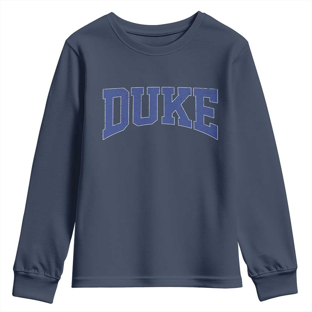 Duke Bold Script Name Sports Fans Youth Sweatshirt TS11 Navy Print Your Wear