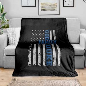 God Family Duke Throw Blanket Blue Game Day Vintage American Flag TS11 Print Your Wear