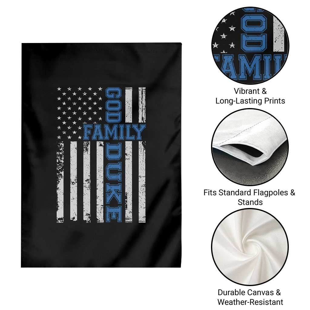 God Family Duke Garden Flag Blue Game Day Vintage American Flag TS11 Print Your Wear
