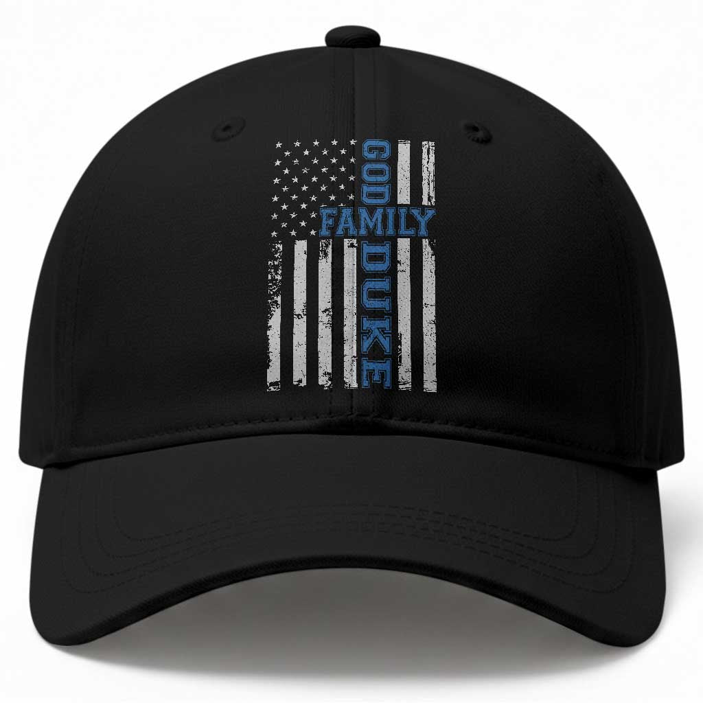 God Family Duke Baseball Cap Blue Game Day Vintage American Flag TS11 Print Your Wear