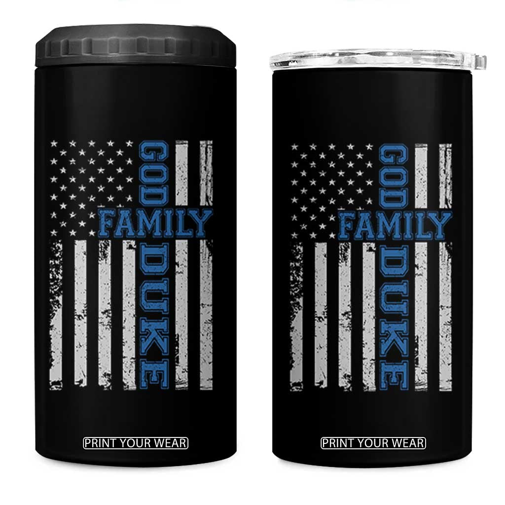 God Family Duke 4 in 1 Can Cooler Tumbler Blue Game Day Vintage American Flag TS11 One Size: 16 oz Black Print Your Wear