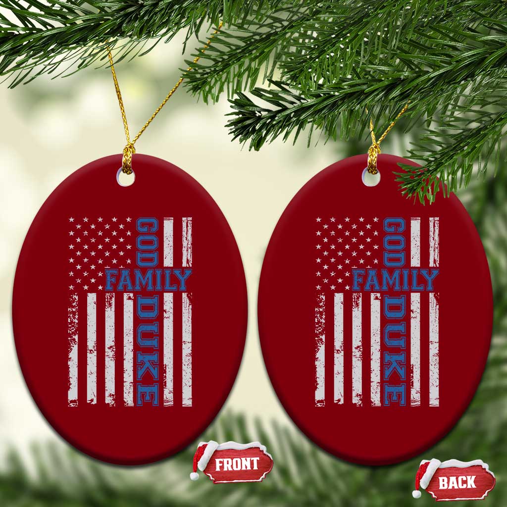 God Family Duke Ceramic Ornament Blue Game Day Vintage American Flag TS11 Print Your Wear