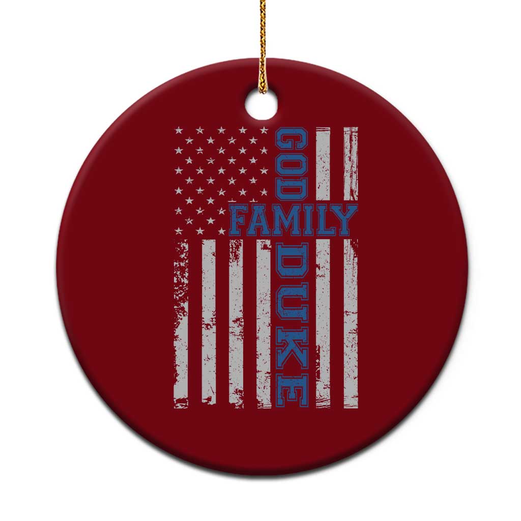 God Family Duke Ceramic Ornament Blue Game Day Vintage American Flag TS11 1pc Red Print Your Wear