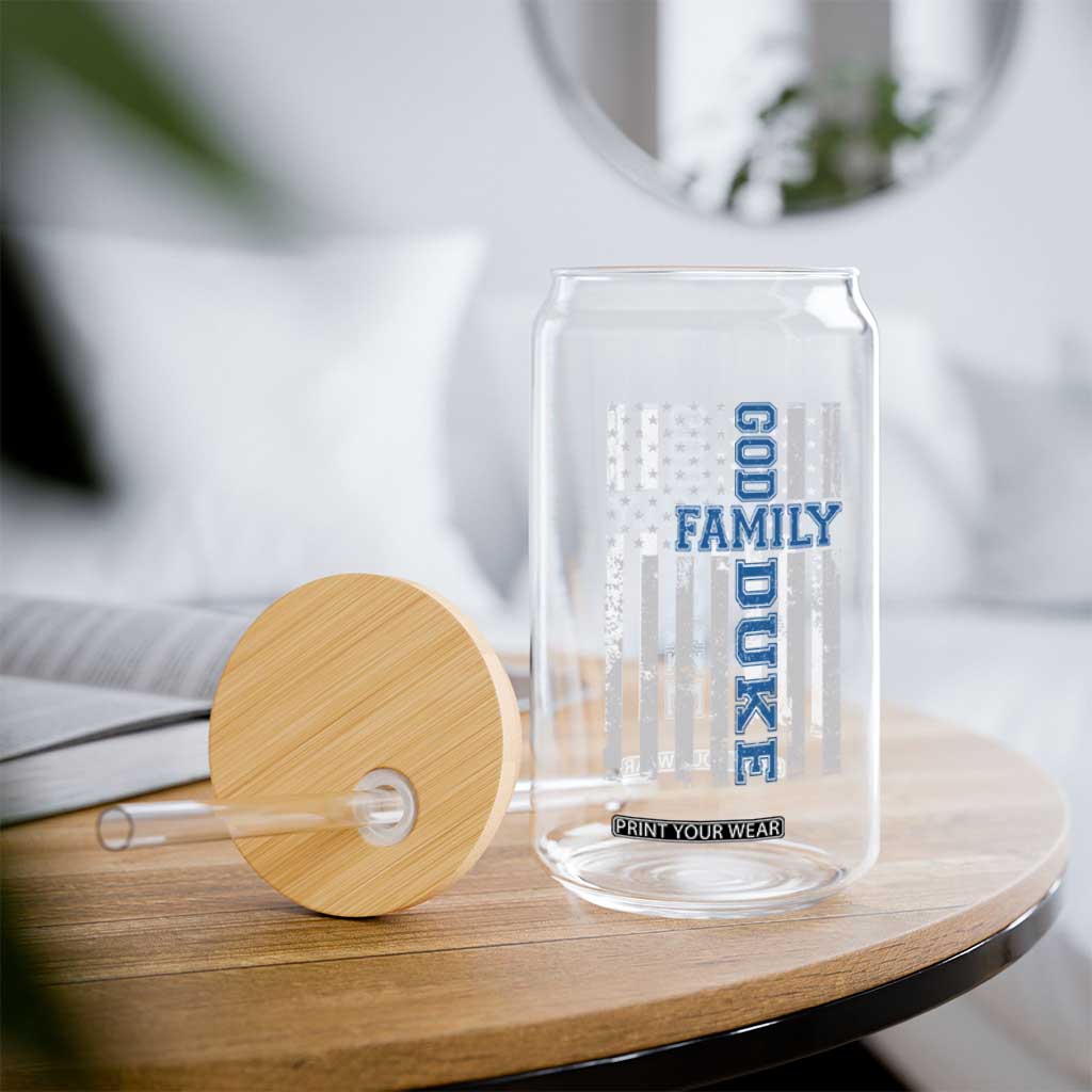 God Family Duke Glass Can Blue Game Day Vintage American Flag TS11 Print Your Wear