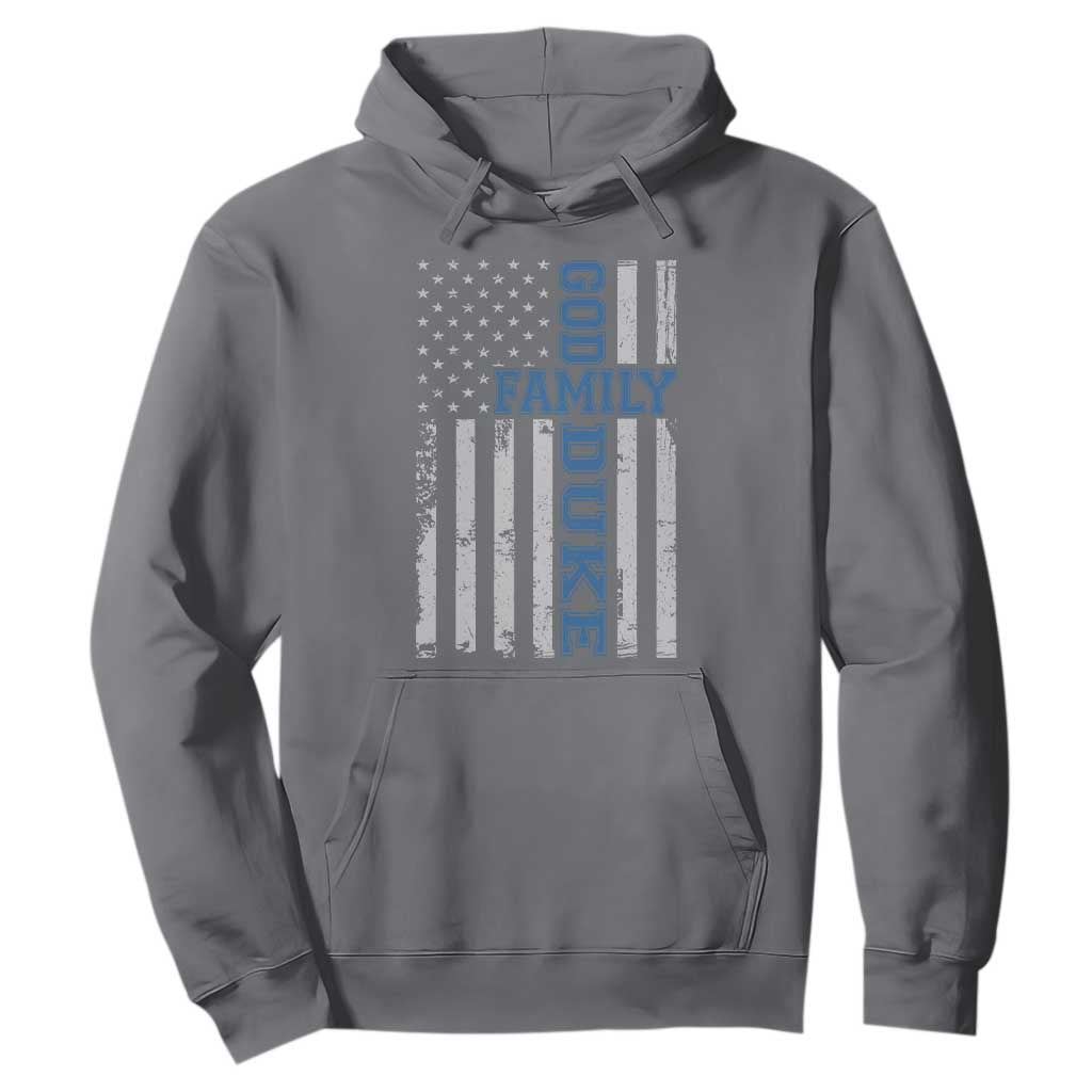 God Family Duke Hoodie Blue Game Day Vintage American Flag TS11 Charcoal Print Your Wear