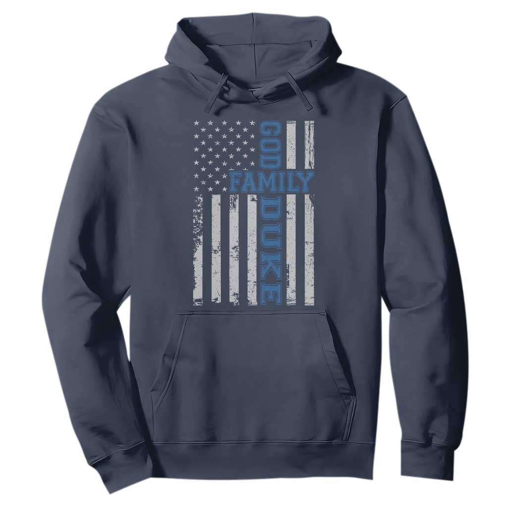 God Family Duke Hoodie Blue Game Day Vintage American Flag TS11 Navy Print Your Wear