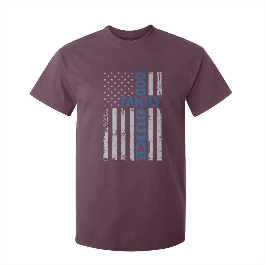 God Family Duke T Shirt For Kid Blue Game Day Vintage American Flag TS11 Maroon Print Your Wear