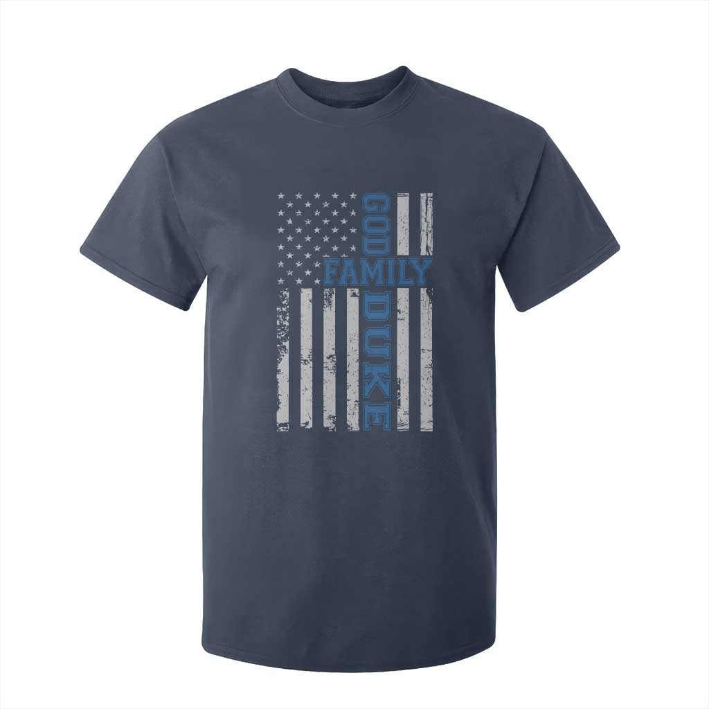 God Family Duke T Shirt For Kid Blue Game Day Vintage American Flag TS11 Navy Print Your Wear